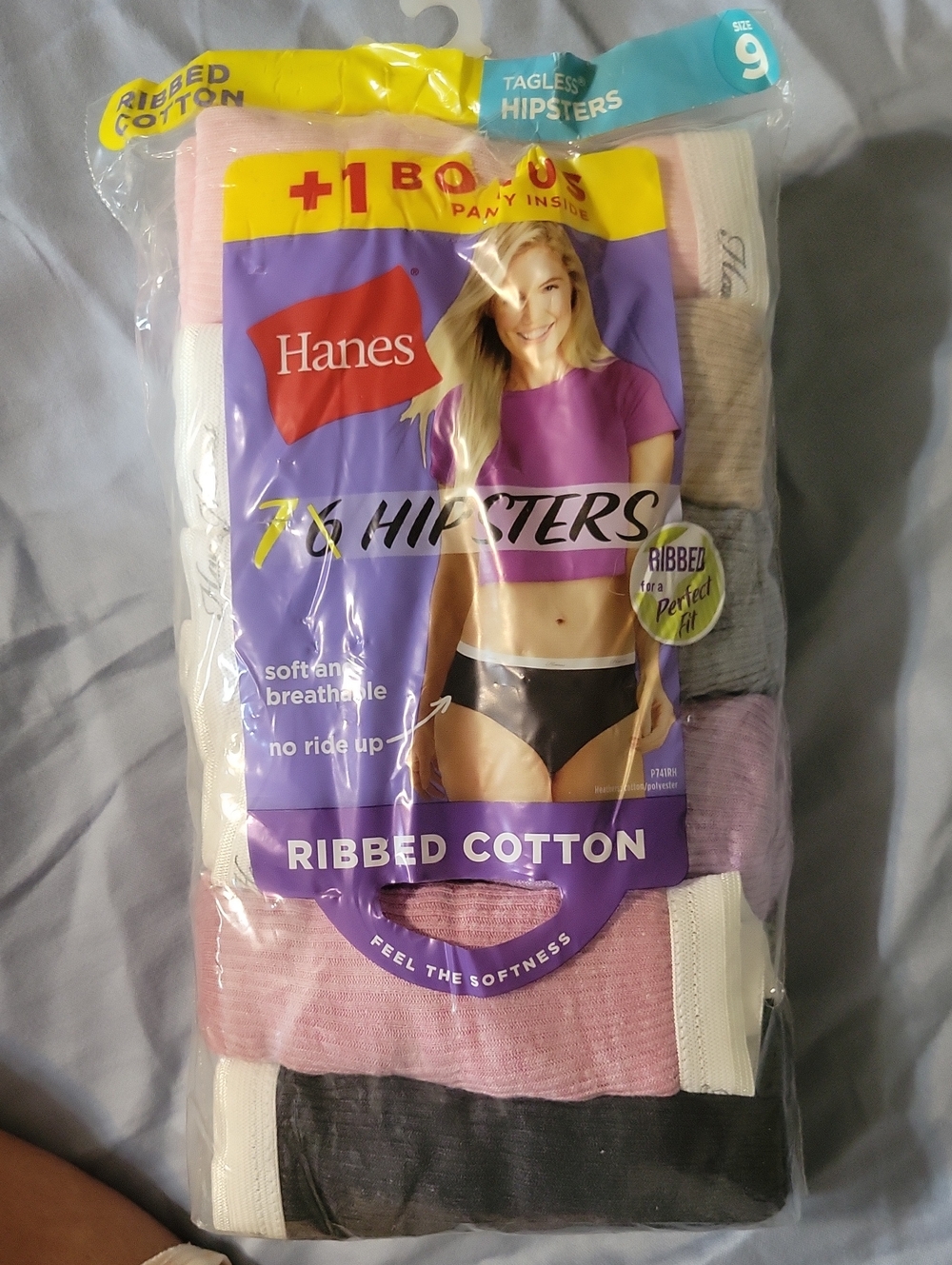 Hanes Ribbed Cotton Hipsters - Pink, White, Gray, Cream, Black